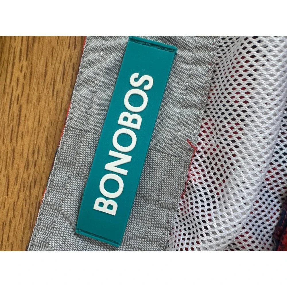 Bonobos Mens Gingham Swim Trunks Red Blue Plaid Board Shorts 7 Inch Inseam 32W